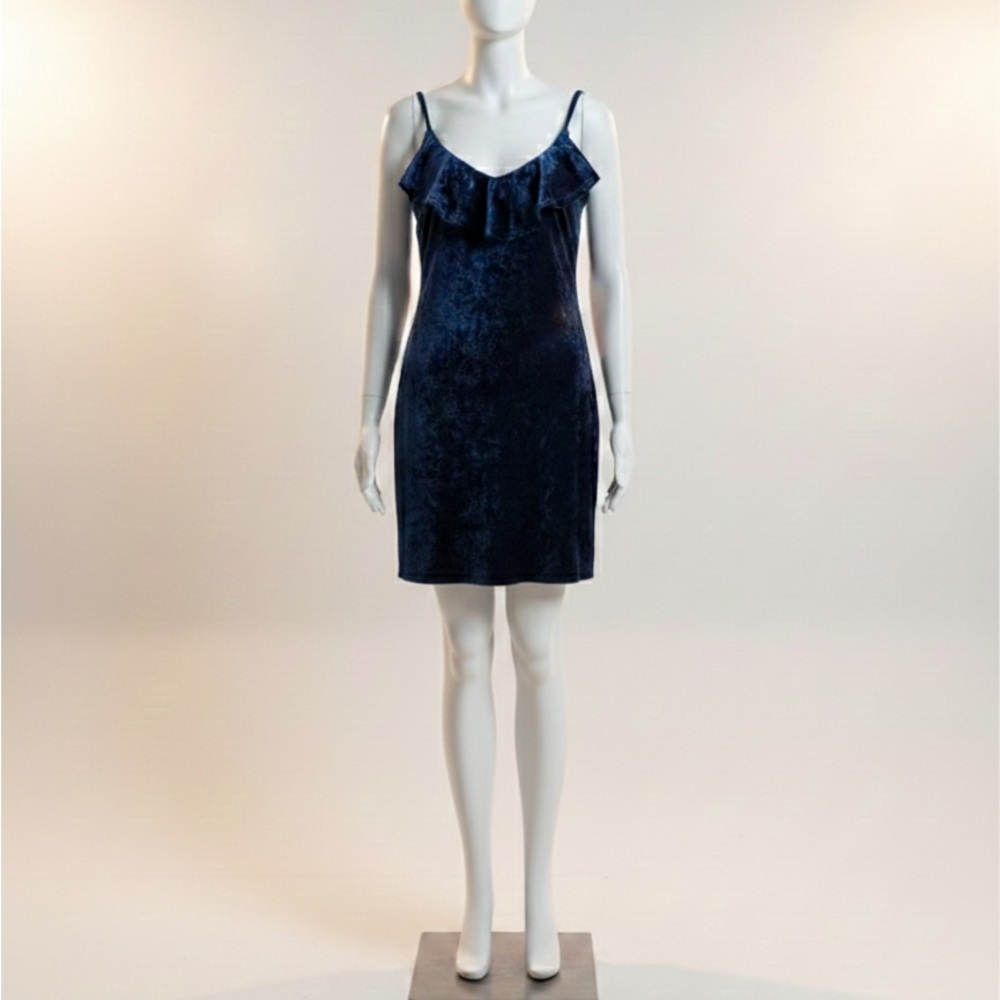 Chic Midnight Blue Ruffle Dress Nice and comfortable